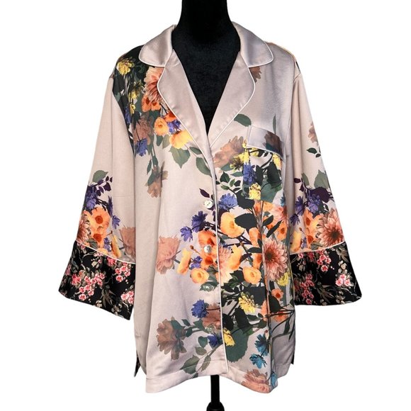 Soft Surroundings Tops - Soft Surroundings Dahlia Dreams Pajama Shirt Top Blush Pink Floral Size L